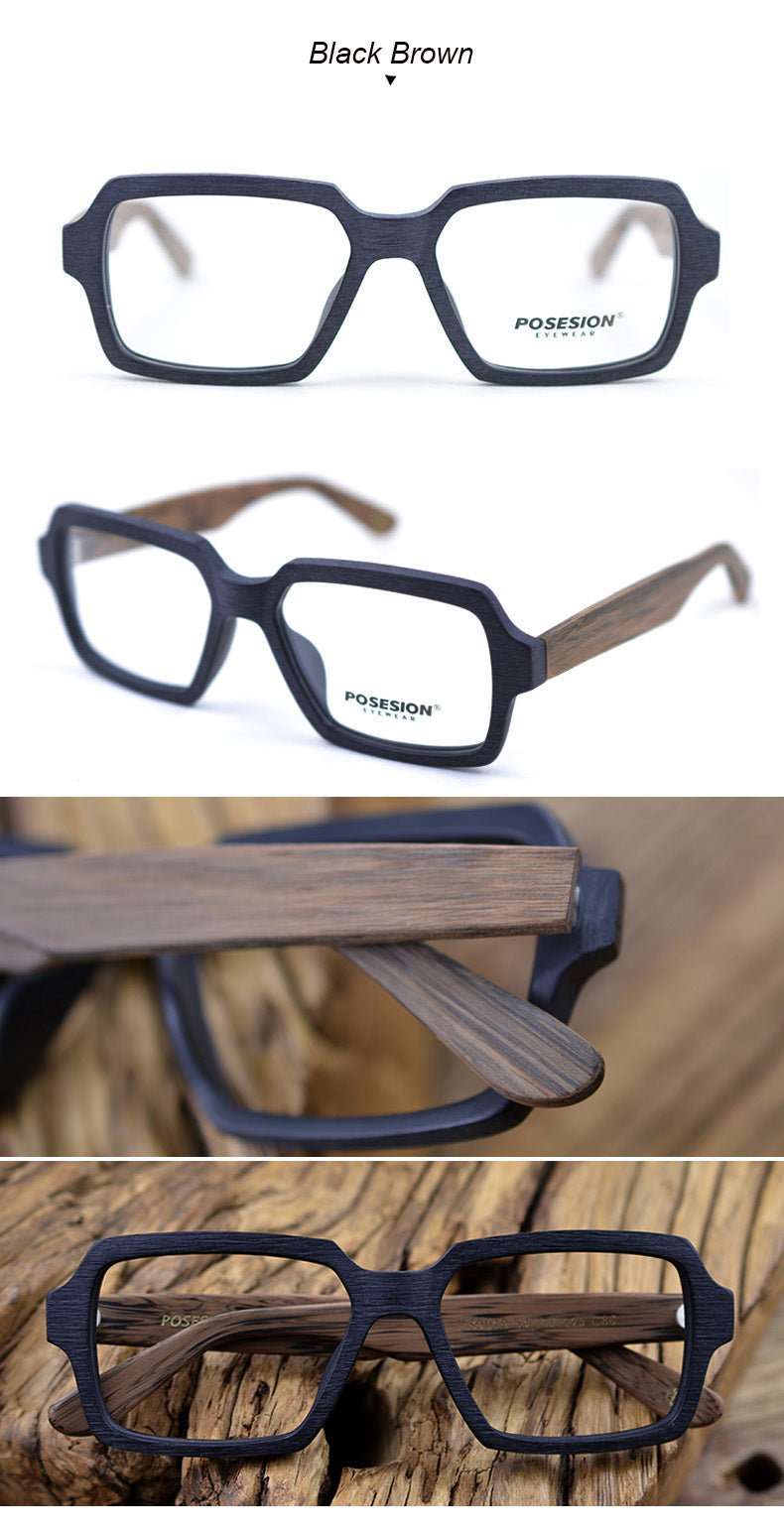 Hdcrafter Unisex Full Rim Oversized Square Wood Frame Eyeglasses Ps9019 Full Rim Hdcrafter Eyeglasses