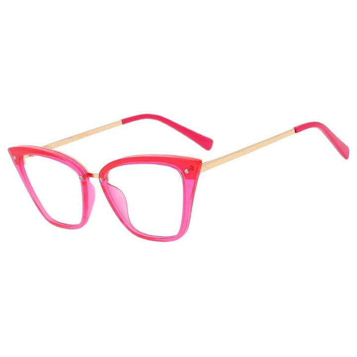 CCspace Unisex Full Rim Square Cat Eye Tr 90 Titanium Frame Eyeglasses 53384 Full Rim CCspace Pink