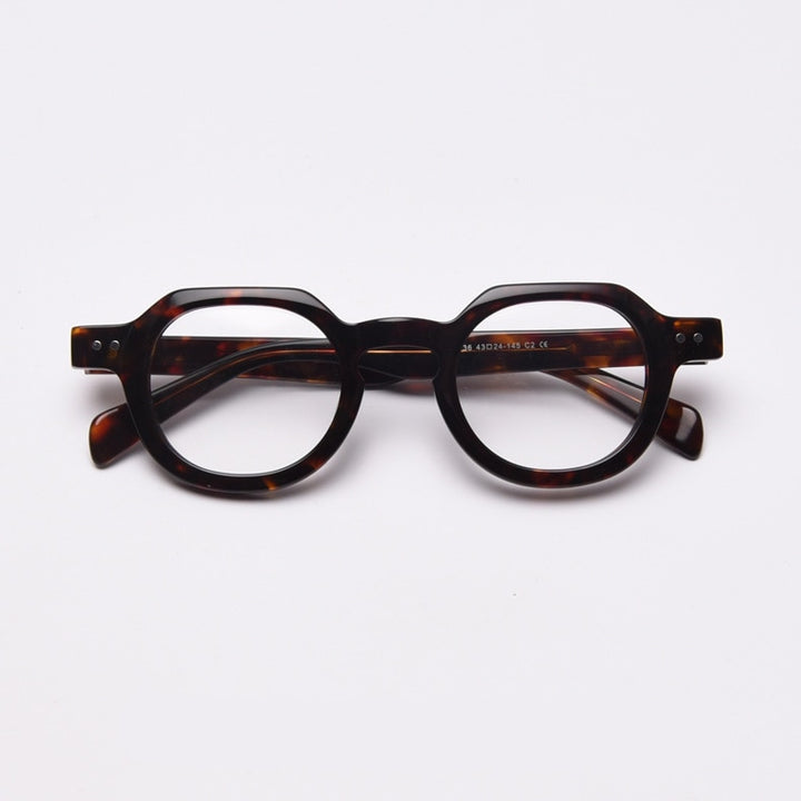 CCspace Unisex Full Rim Round Acetate Frame Eyeglasses 49875 Full Rim CCspace Leopard