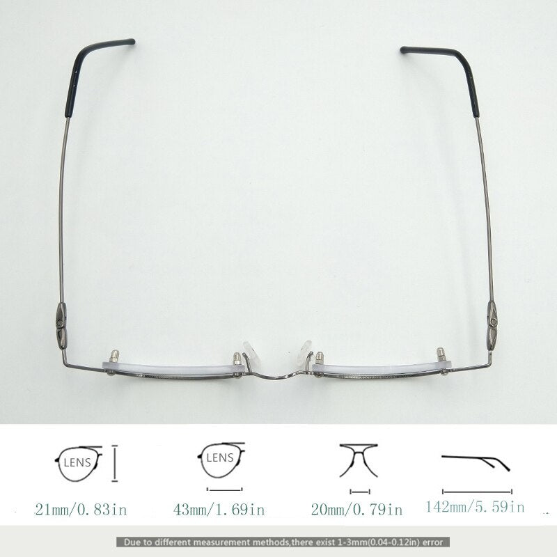 Yujo Unisex Small Square Semi Rim Stainless Steel Reading Glasses Y037 Reading Glasses Yujo