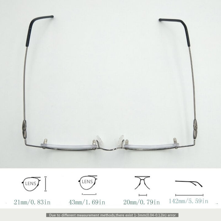 Yujo Unisex Small Square Semi Rim Stainless Steel Reading Glasses Y037 Reading Glasses Yujo
