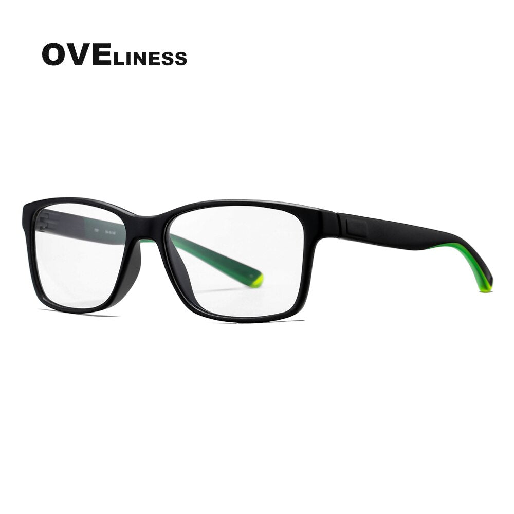 Oveliness Unisex Full Rim Square Tr 90 Titanium Eyeglasses 7091 Full Rim Oveliness black green