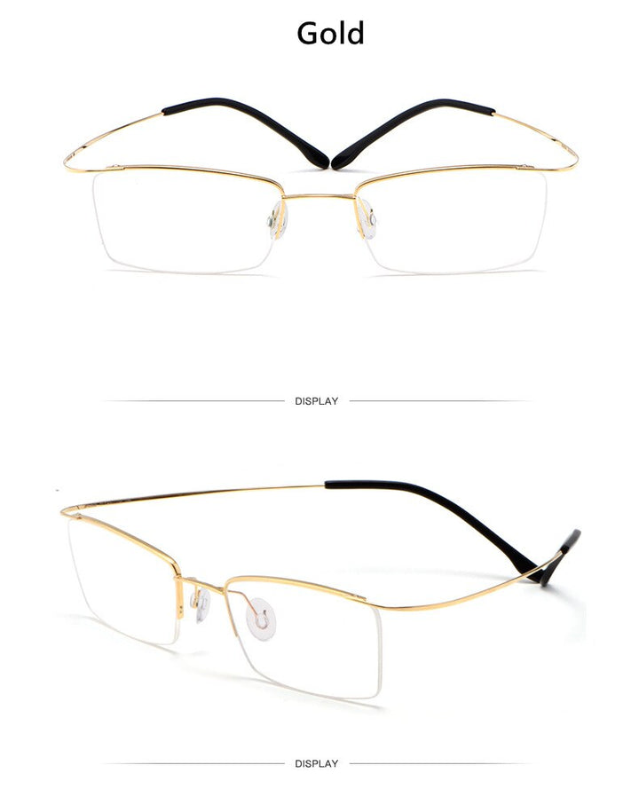 Yimaruili Men's Semi Rim Hinge Free β Titanium Frame Eyeglasses 30004 Semi Rim Yimaruili Eyeglasses