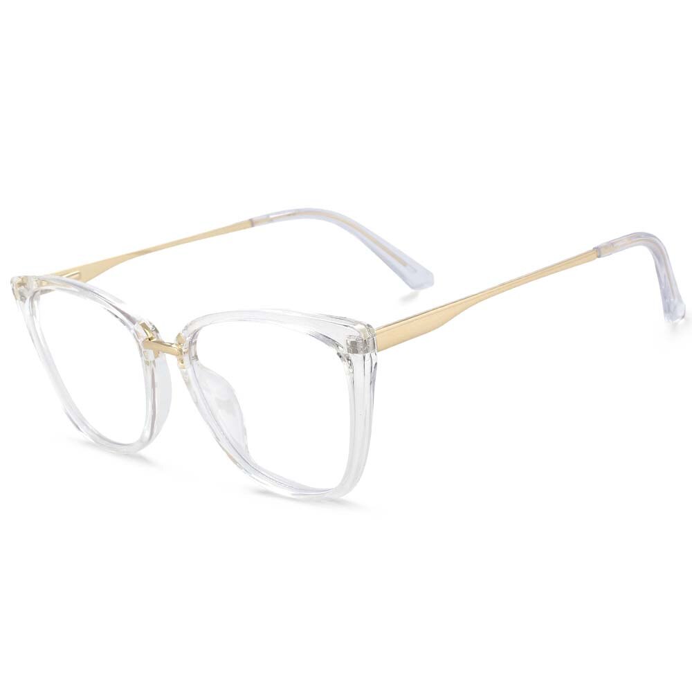 CCspace Women's Full Rim Square Cat Eye Tr 90 Titanium Eyeglasses 54077 Full Rim CCspace China Clear