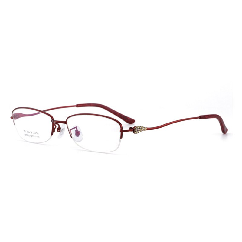 Women's Semi Rim IP Electronic Titanium Plated Frame Lr7883 Semi Rim Bclear wine red