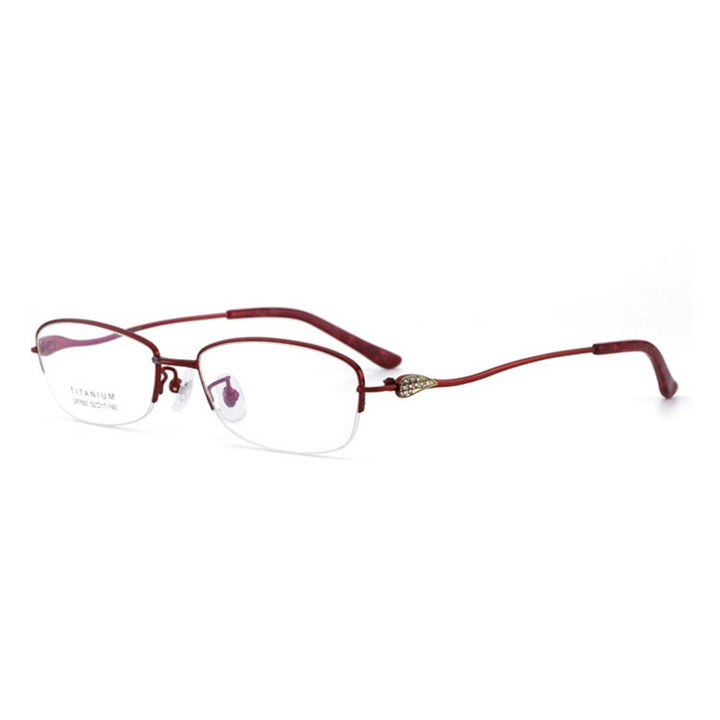 Women's Semi Rim IP Electronic Titanium Plated Frame Lr7883 Semi Rim Bclear wine red