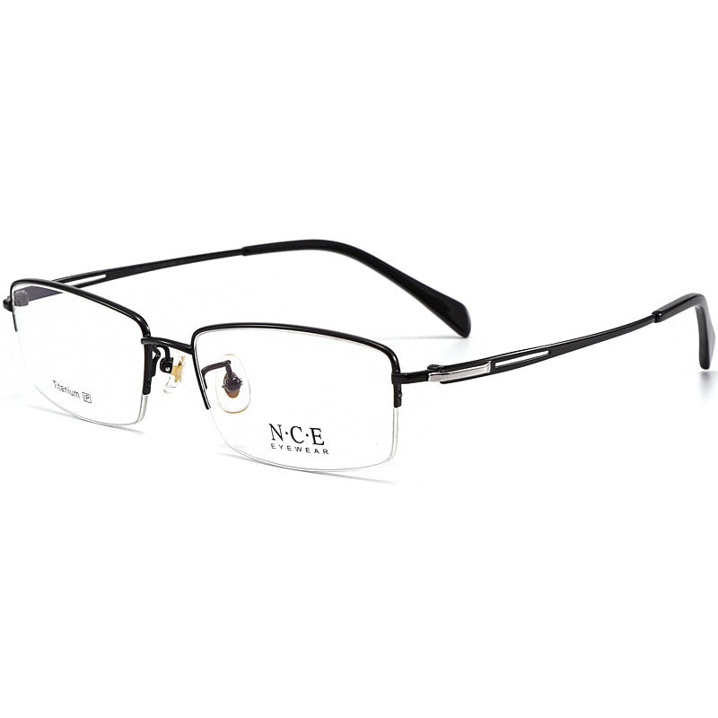 Men's Semi Rim Square Titanium Frame Eyeglasses Sc8906 Semi Rim Bclear