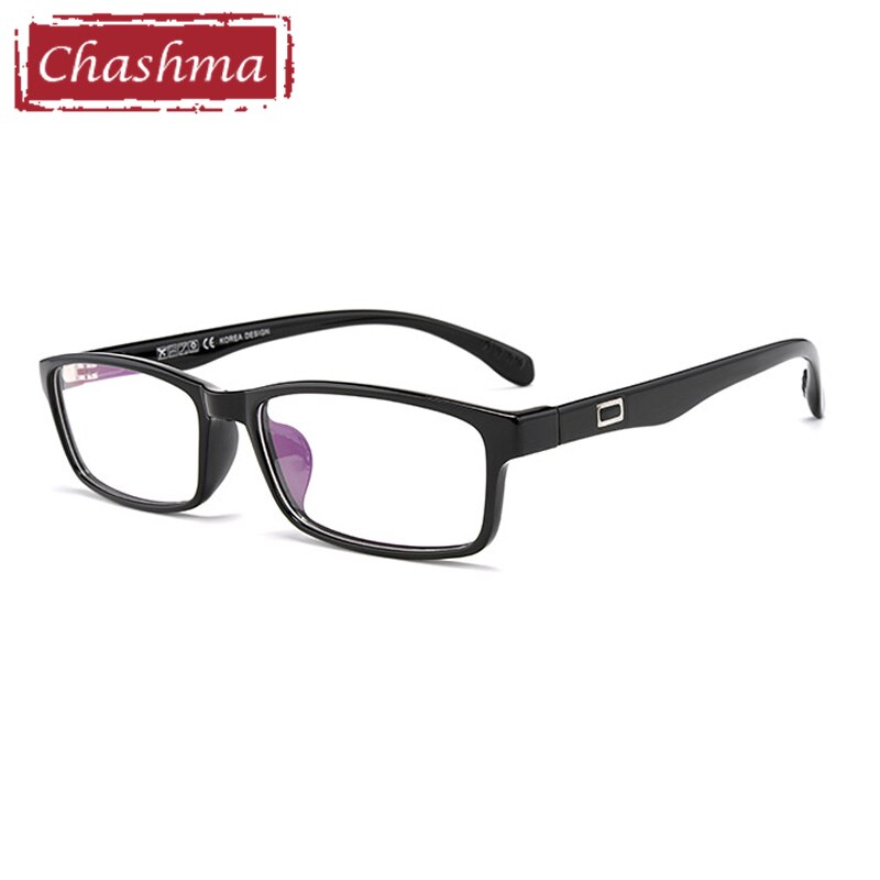 Chashma Men's Full Rim TR 90 Resin Titanium Rectangle Frame Eyeglasses 2300 Full Rim Chashma Black