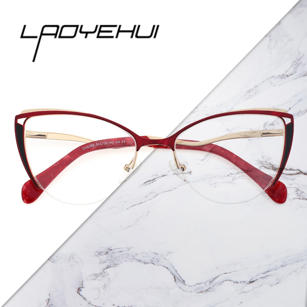 Laoyehui Women's Eyeglasses Cat Eye Alloy Reading Glasses 8369-1 Reading Glasses Laoyehui
