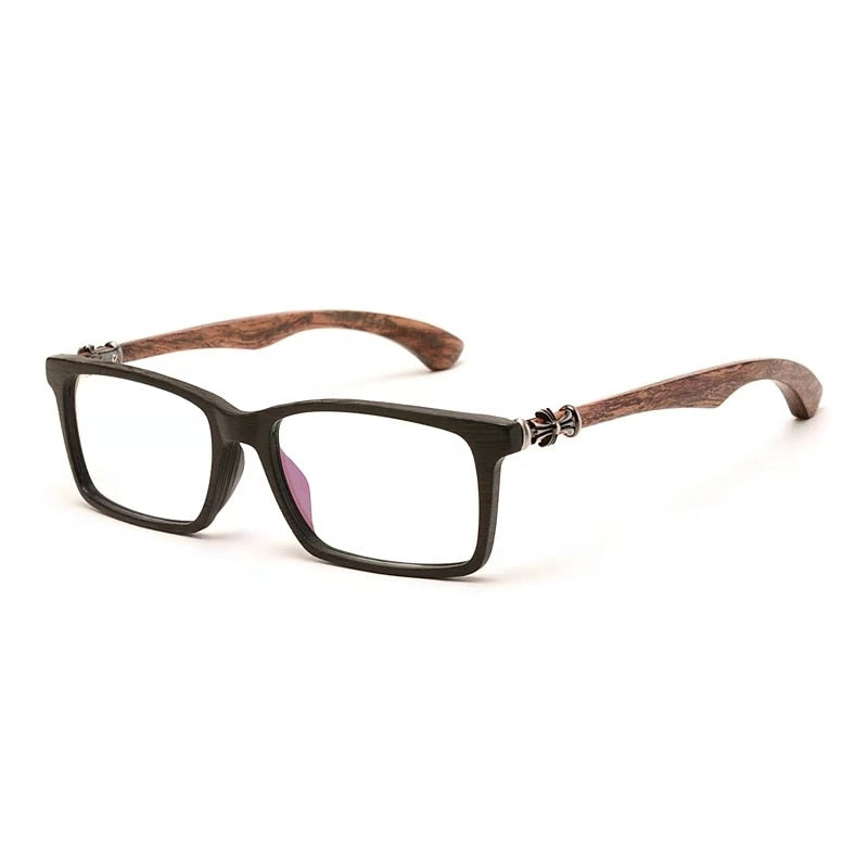 Hdcrafter Men's Full Rim Square Wood Eyeglasses 5601d Full Rim Hdcrafter Eyeglasses