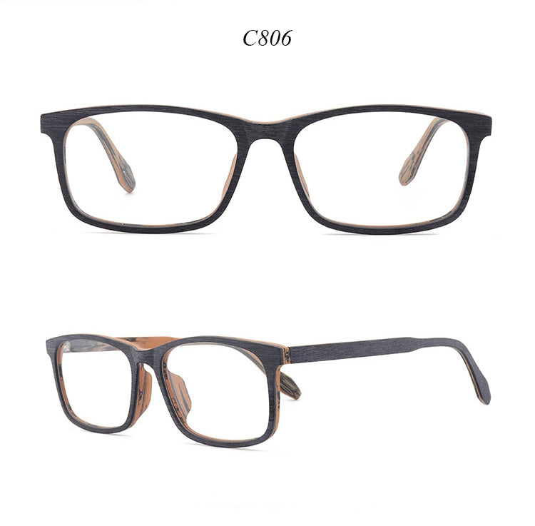 Hdcrafter Unisex Full Rim Oversized Square Wood Frame Eyeglasses 1691 Full Rim Hdcrafter Eyeglasses