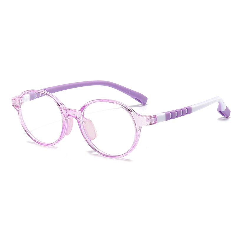 Oveliness Unisex Children's Full Rim Round Tr 90 Silicone Titanium Eyeglasses Trd108 Full Rim Oveliness c5 purple