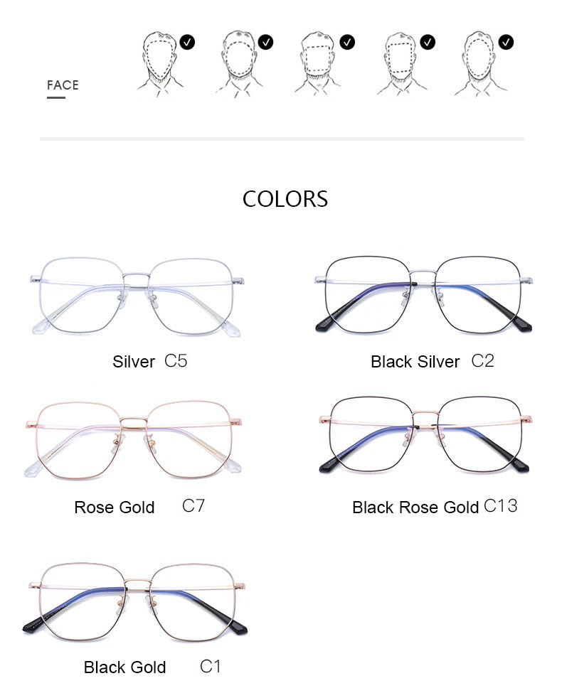 Hotony Unisex Full Rim Polygonal Square Titanium Frame Eyeglasses 1120 Full Rim Hotony