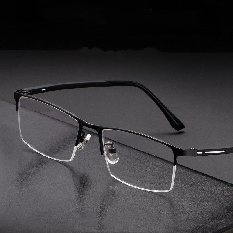 Yimaruili Unisex Semi Rim Titanium Alloy Frame Eyeglasses P9916 Semi Rim Yimaruili Eyeglasses