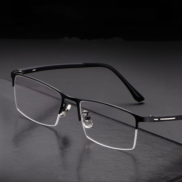 Yimaruili Unisex Semi Rim Titanium Alloy Frame Eyeglasses P9916 Semi Rim Yimaruili Eyeglasses