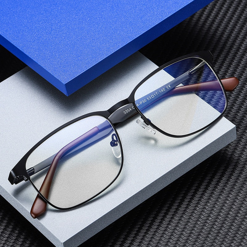 Reven Jate Men's Eyeglasses 2307 Full Rim Alloy Front Flexible Plastic Tr-90 Full Rim Reven Jate