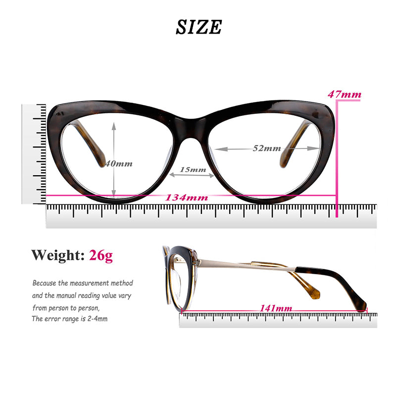 CCspace Unisex Full Rim Cat Eye Acetate Frame Eyeglasses 51070 Full Rim CCspace