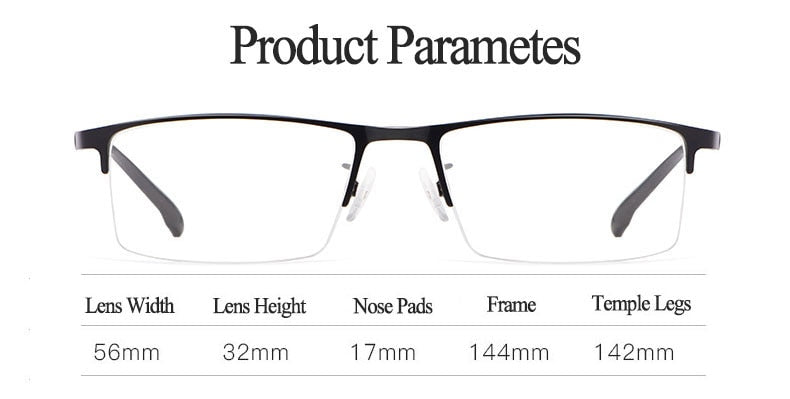 Hotochki Men's Semi Rim Rectangular Alloy Frame Eyeglasses 9102 Semi Rim Hotochki