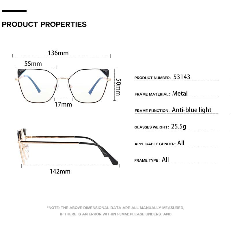 CCspace Women's Full Rim Cat Eye Acetate Alloy Frame Eyeglasses 53143 Full Rim CCspace