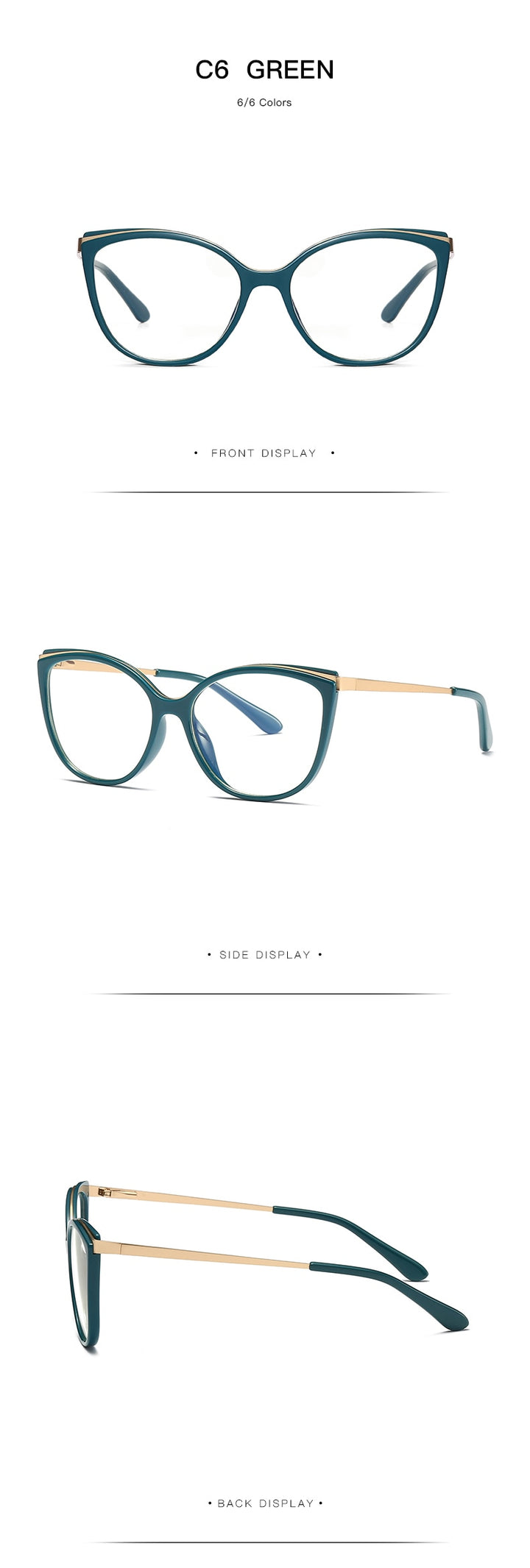 Hotochki Women's Full Rim Cat Eye Alloy Acetate Frame Eyeglasses 2052 Full Rim Hotochki