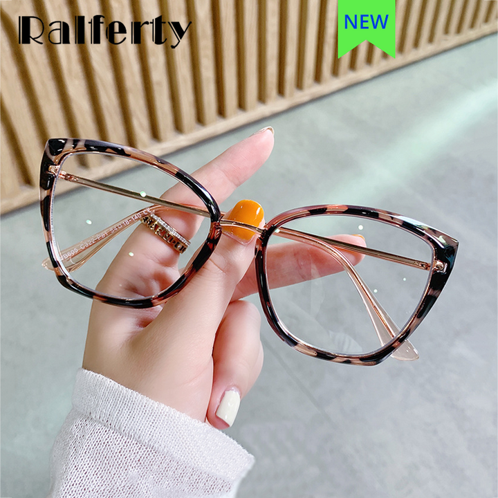 Ralferty Women's Eyeglasses Cat Eye TR90 Anti Blue Light D605 Full Rim Ralferty