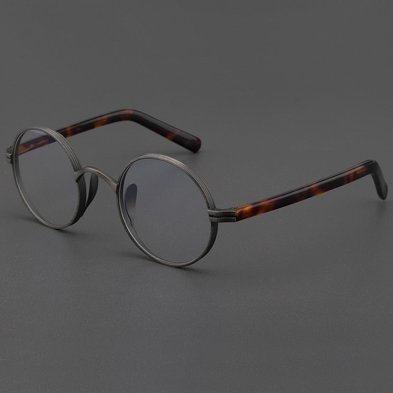 Gatenac Unisex Full Rim Round Titanium Acetate Frame Eyeglasses Gxyj47 Full Rim Gatenac gun