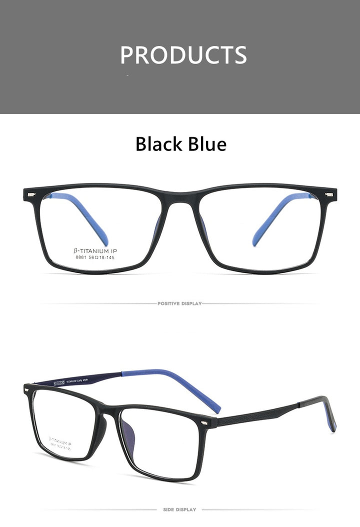Yimaruili Men's Full Rim TR 90 Resin β Titanium Frame Eyeglasses 8881 Full Rim Yimaruili Eyeglasses