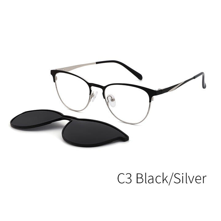 Kansept Women's Full Rim Cat Eye Acetate Eyeglasses Clip On Sunglasses Dp33104 With Clip Ons Kansept DP33104C3