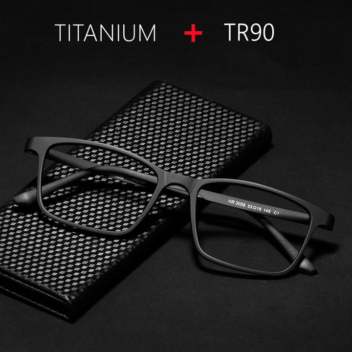 Yimaruili Unisex Full Rim Small Square Titanium Eyeglasses HR3058 Full Rim Yimaruili Eyeglasses