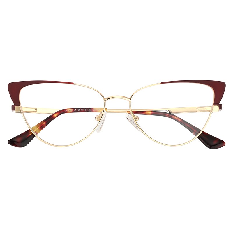 Laoyehui Women's Eyeglasses Cat Eye Alloy Frame 9014 Full Rim Laoyehui Red