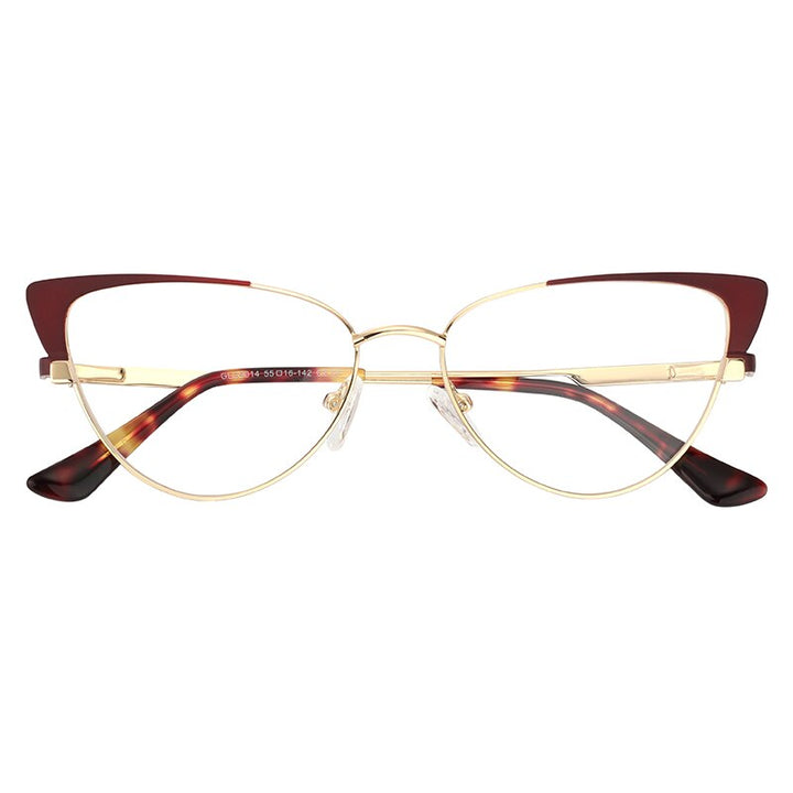 Laoyehui Women's Eyeglasses Cat Eye Alloy Frame 9014 Full Rim Laoyehui Red
