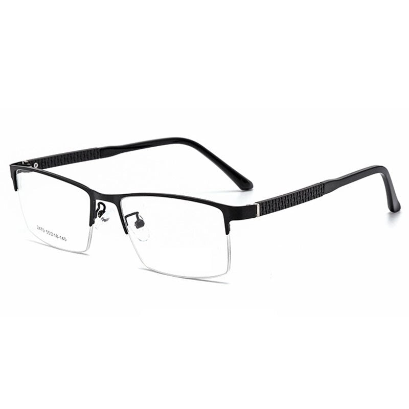 Hotochki Men's Semi Rim Browline Alloy Frame Eyeglasses 2470 Semi Rim Hotochki black
