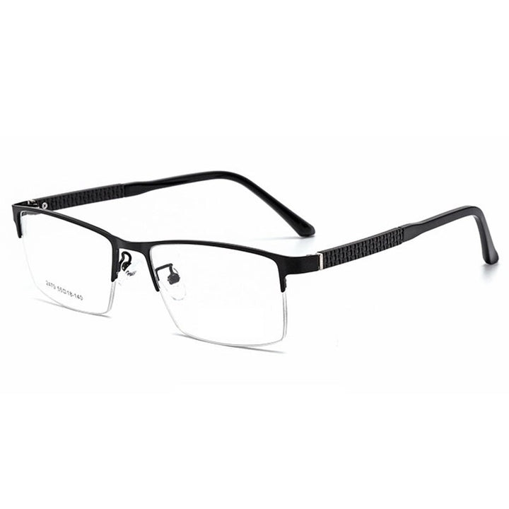 Hotochki Men's Semi Rim Browline Alloy Frame Eyeglasses 2470 Semi Rim Hotochki black