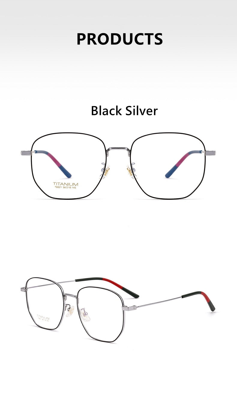 Yimaruili Unisex Full Rim Titanium Polygon Frame Eyeglasses T8821 Full Rim Yimaruili Eyeglasses