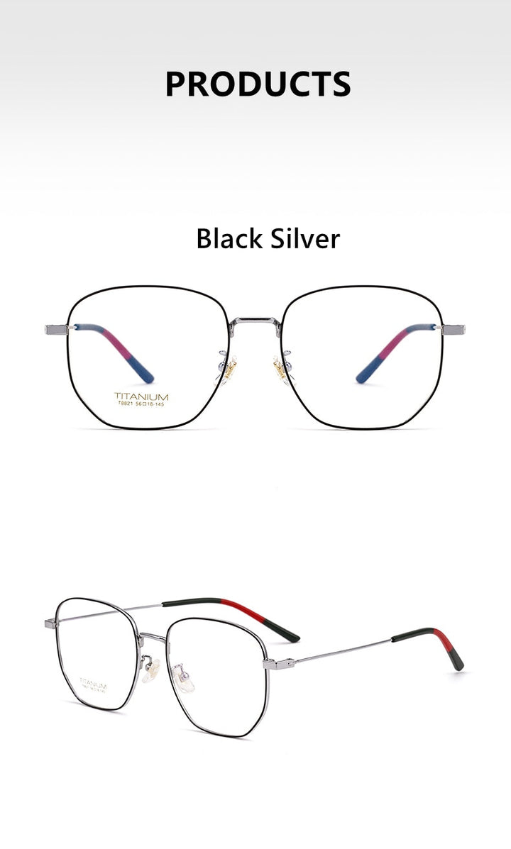 Yimaruili Unisex Full Rim Titanium Polygon Frame Eyeglasses T8821 Full Rim Yimaruili Eyeglasses