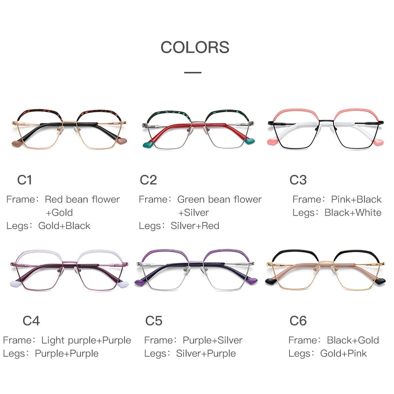 Gmei Women's Full Rim Alloy Square Frame Eyeglasses 3017 Full Rim Gmei Optical