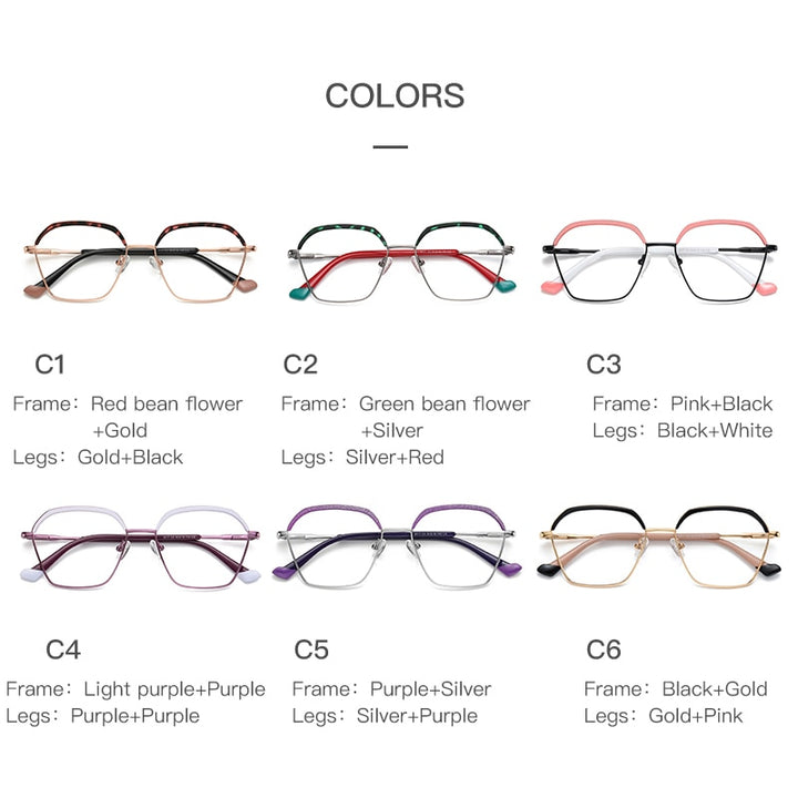 Gmei Women's Full Rim Alloy Square Frame Eyeglasses 3017 Full Rim Gmei Optical