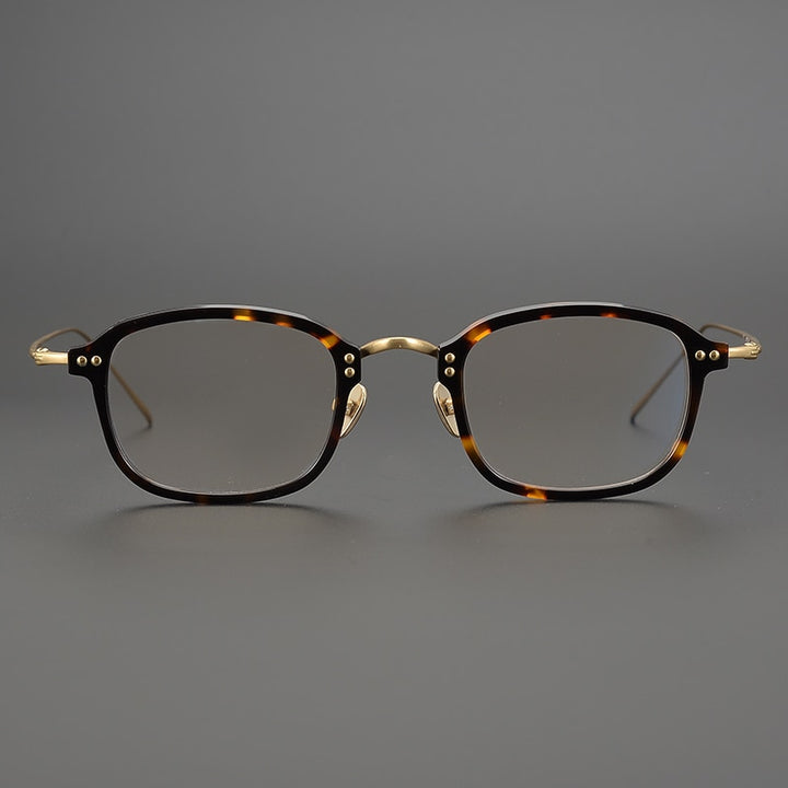 Gatenac Unisex Full Rim Square Acetate Titanium Frame Eyeglasses Gxyj330 Full Rim Gatenac