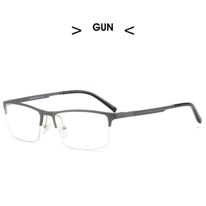Hdcrafter Men's Semi Rim TR 90 Titanium Alloy Square Frame Eyeglasses P6342 Semi Rim Hdcrafter Eyeglasses gray