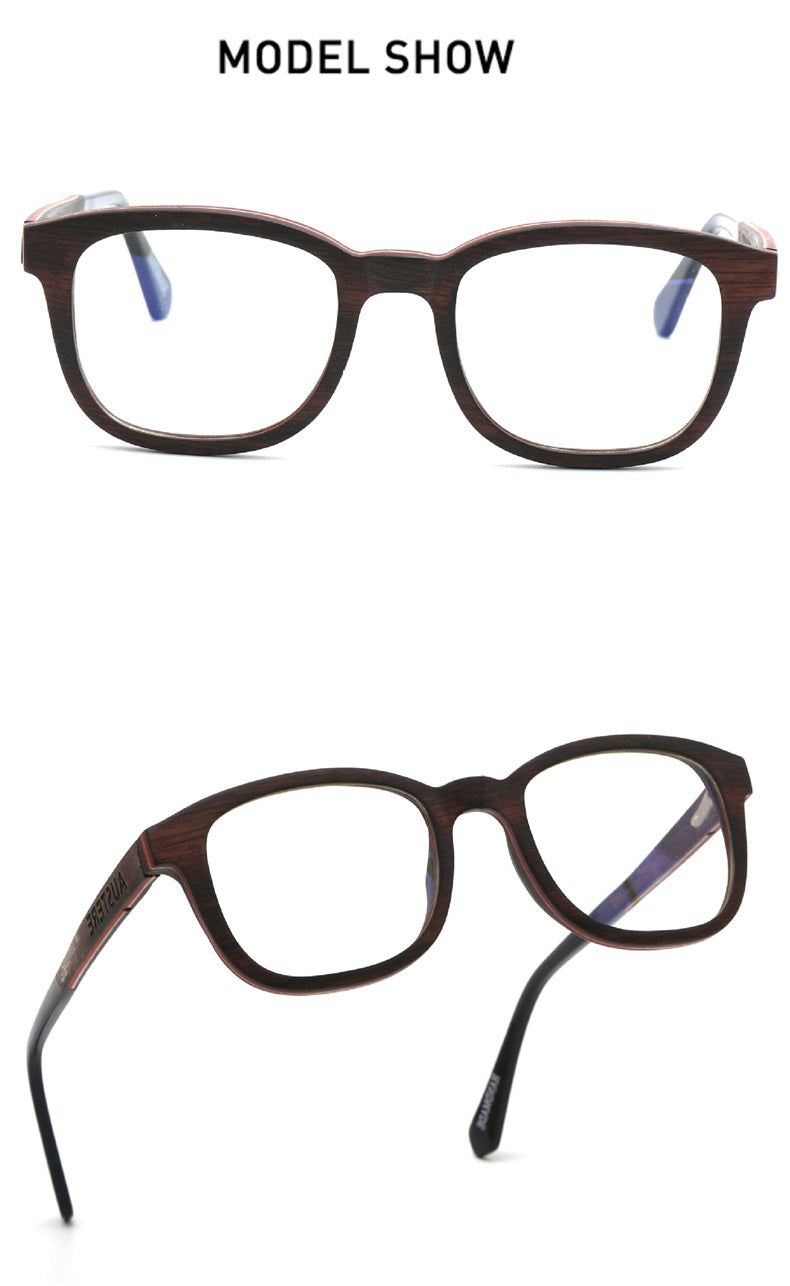 Hdcrafter Unisex Full Rim Square Wood Eyeglasses 56367 Full Rim Hdcrafter Eyeglasses