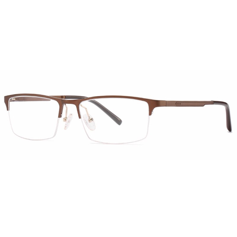 Hotony Unisex Semi Rim Square Alloy Frame Eyeglasses CX6342 Semi Rim Hotony Auburn