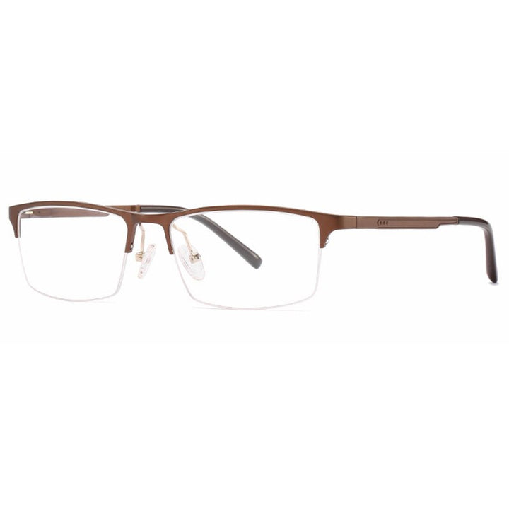 Hotony Unisex Semi Rim Square Alloy Frame Eyeglasses CX6342 Semi Rim Hotony Auburn
