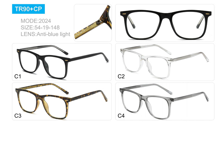 Oveliness Unisex Full Rim Square Tr 90 Titanium Eyeglasses Pf2024 Full Rim Oveliness