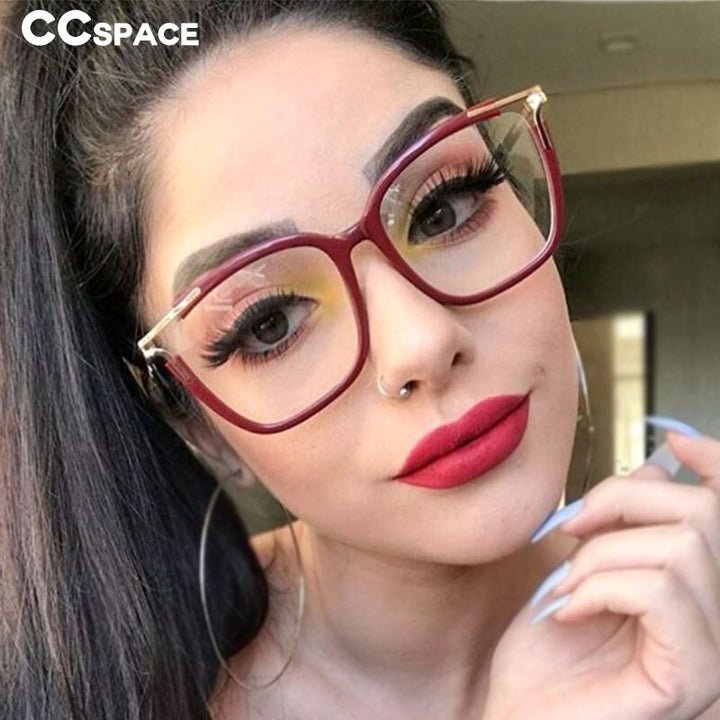 CCspace Unisex Full Rim Square Cat Eye Acetate Frame Eyeglasses 48054 Full Rim CCspace