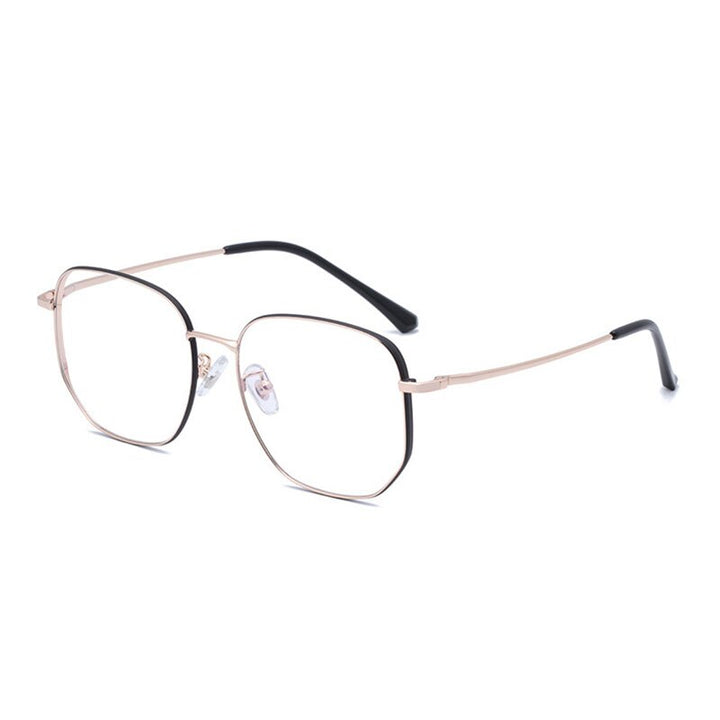 Hotony Unisex Full Rim Polygonal Square Titanium Frame Eyeglasses 1120 Full Rim Hotony