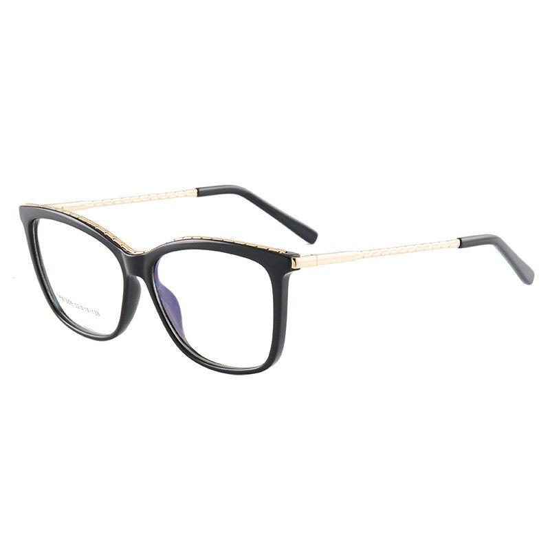 Hotony Woman's Full Rim Square TR 90 Resin Alloy Frame Eyeglasses 7009 Full Rim Hotony black