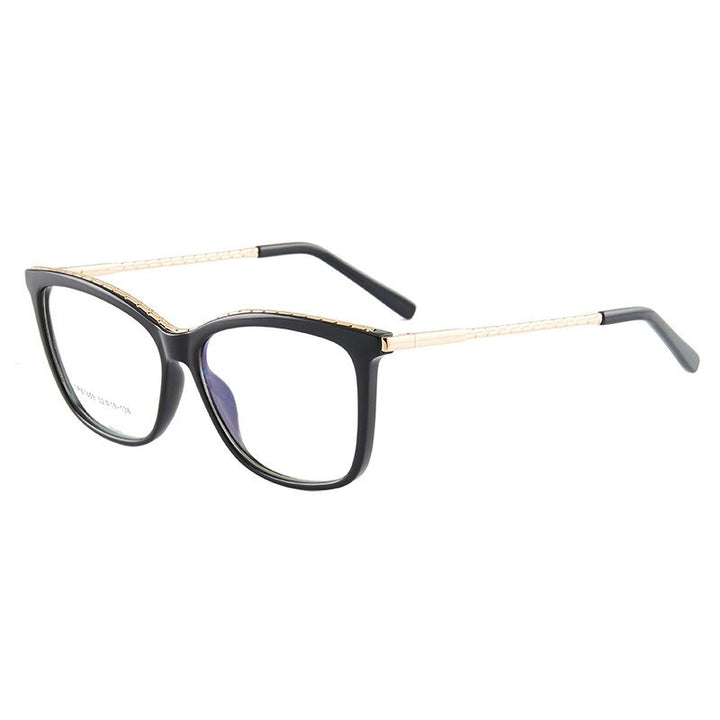 Hotony Woman's Full Rim Square TR 90 Resin Alloy Frame Eyeglasses 7009 Full Rim Hotony black