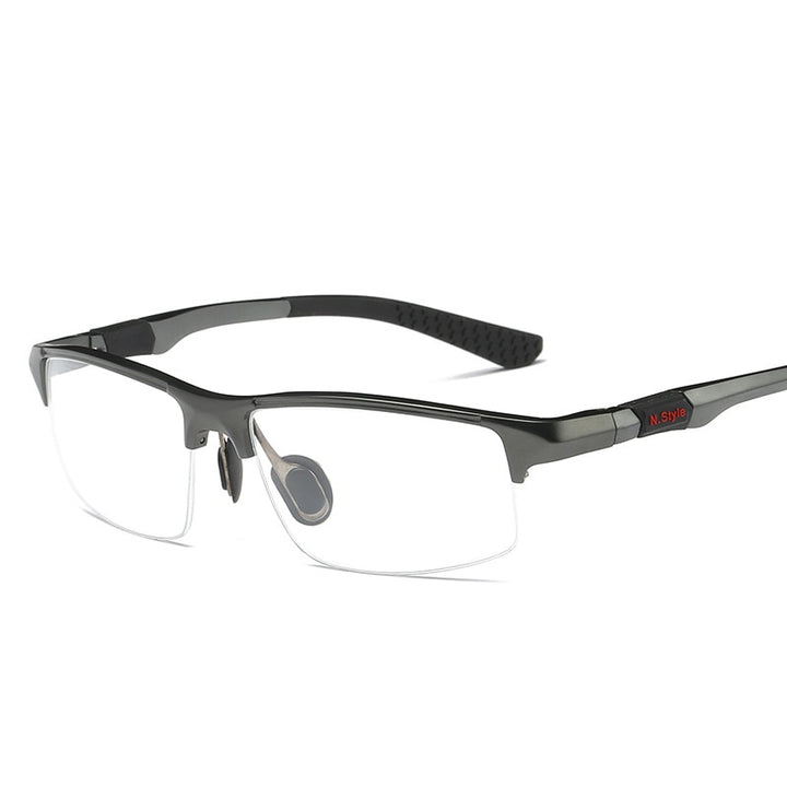 Yimaruili Men's Semi Rim Aluminum Magnesium Rectangular Frame Eyeglasses Y3121 Semi Rim Yimaruili Eyeglasses
