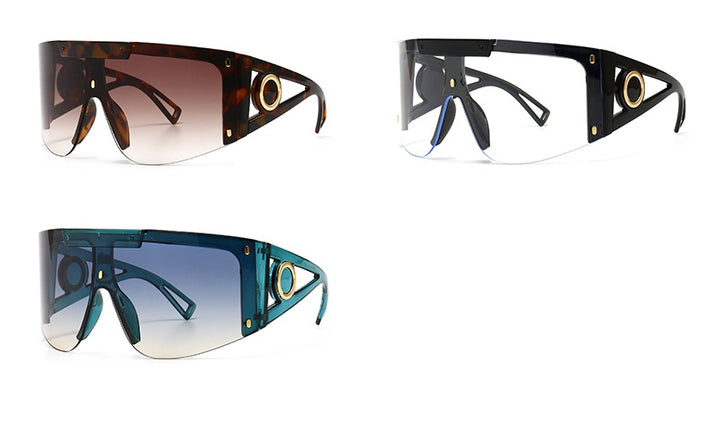 CCspace Unisex Full Rim Oversized Square One Lens Resin Frame Sunglasses 46626 Sunglasses CCspace Sunglasses