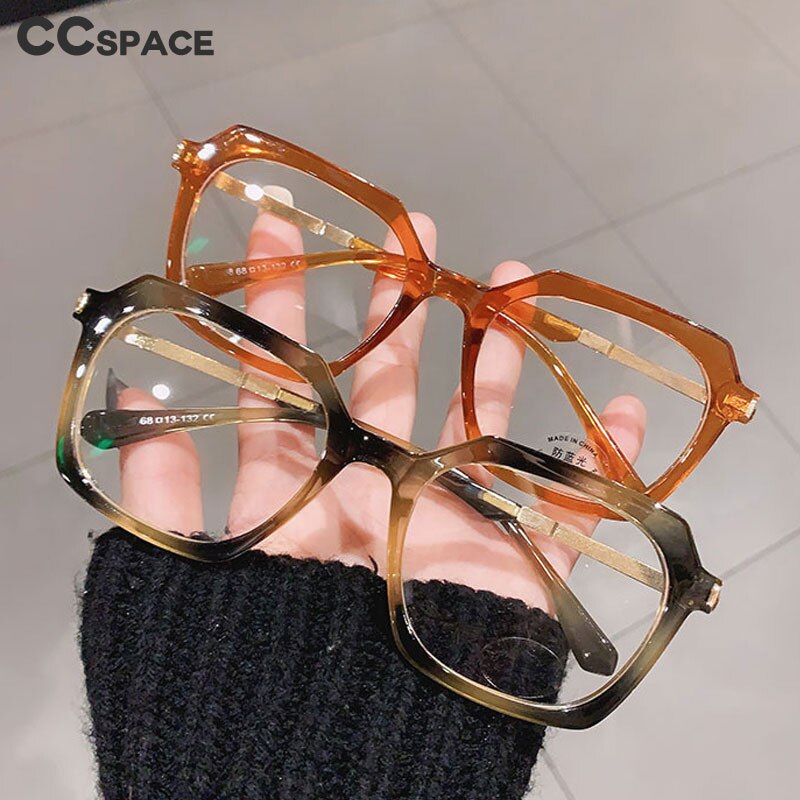 CCspace Unisex Full Rim Square Round Tr 90 Titanium Frame Eyeglasses 46870 Full Rim CCspace